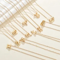 2021 new gold stainless steel zodiac necklace for women 12 zodiac signs chokers necklace women jewelry cdnp002