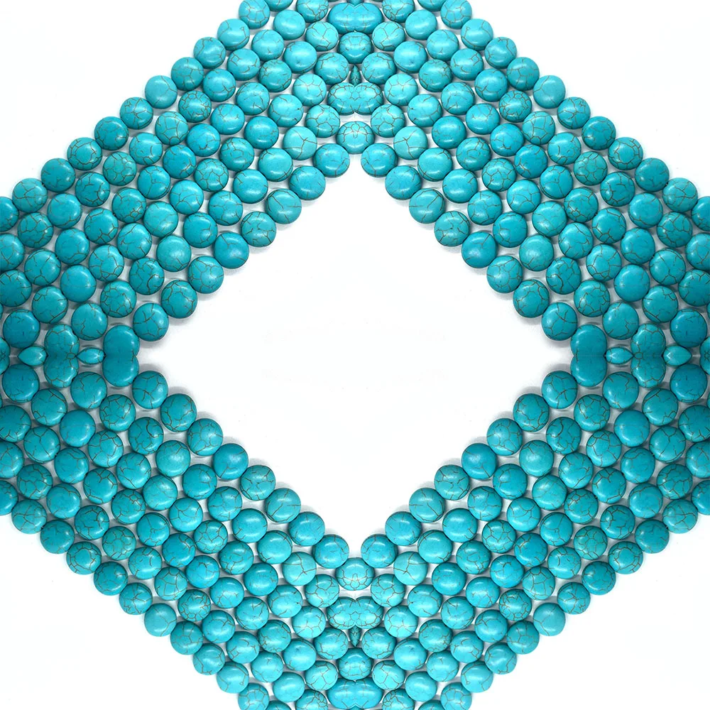 

Synthetic Blue Turquoise Beads Round and Flat Loose Spacer Beads Suitable for DIY Fashion Necklace Bracelet Accessories Size 8mm