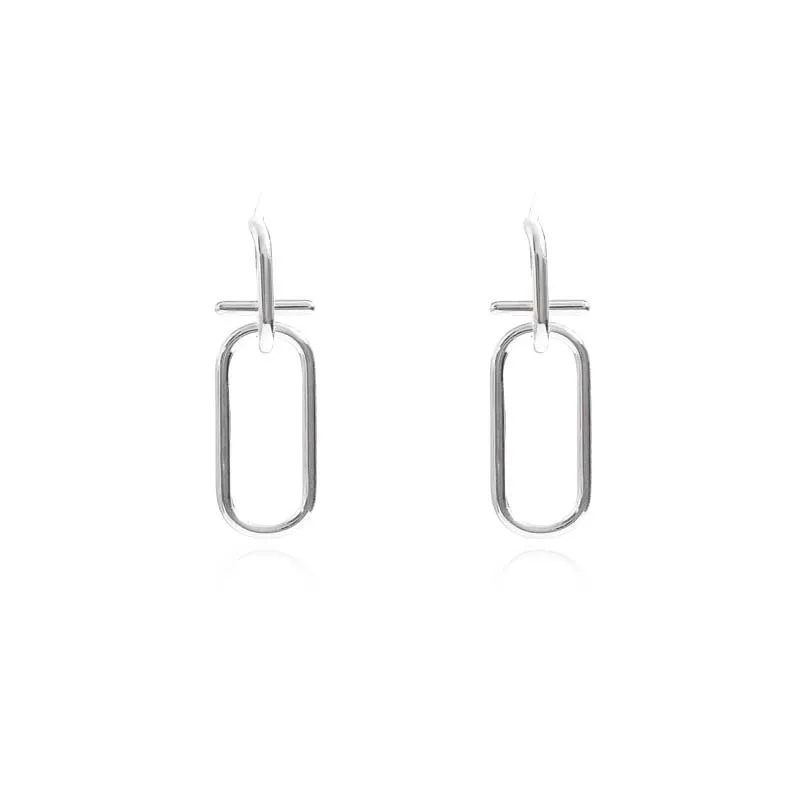 

LISM 925 Sterling Silver Korean New Simple Geometric Semicircle Oval Hollow Earrings Fashion Handmade Stud Earrings Gift Women