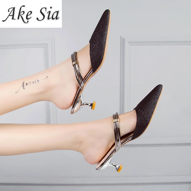 Модные корейские женские пикантные туфли на высоком каблуке с острым неглубоким