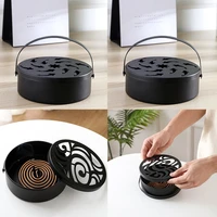 iron mosquito coil holder hollow mosquito coil box incense burner with handle repellent holder home office anti scald wrought