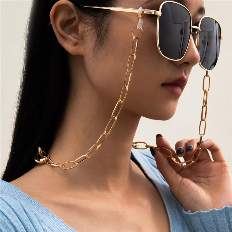 

Exaggerated hip-hop Trend Mmetal Chain Glasses Chain Street Photography Hanging Neck Sunglasses Accessories