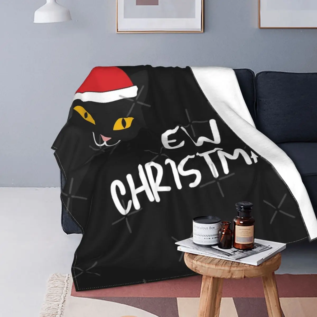 

Ew-Manta con capucha de gato negro para el verano, colcha de cama a cuadros, manta de Anime, 21