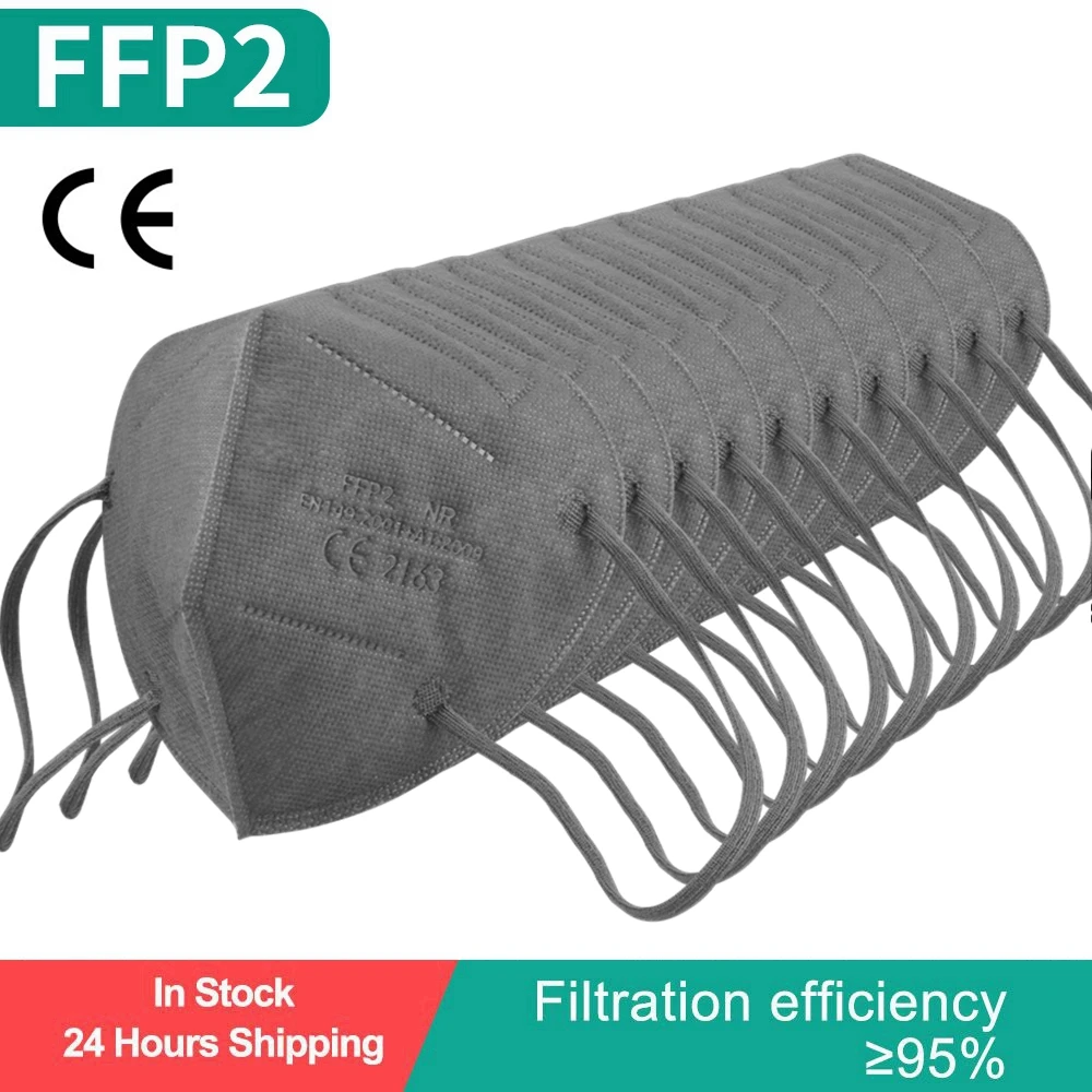 Серый цвет KN95 маска FFP2 Mascarillas FFP2mask fpp2 mascherina ffpp2 Mondkapjes 5 Слои фильтр Респиратор для