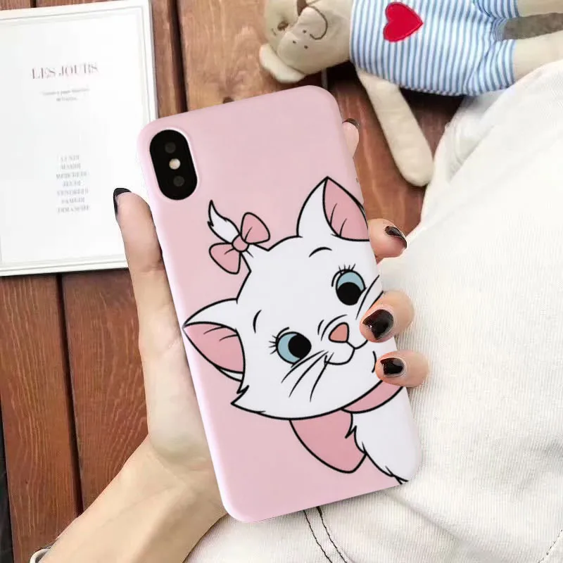 GYKZ мультяшный розовый Marie Cat чехол для телефона для iPhone XS MAX XR X 11 Pro 6 6s 7 8 Plus с животным принтом мягкая матовая задняя крышка Coque Capa