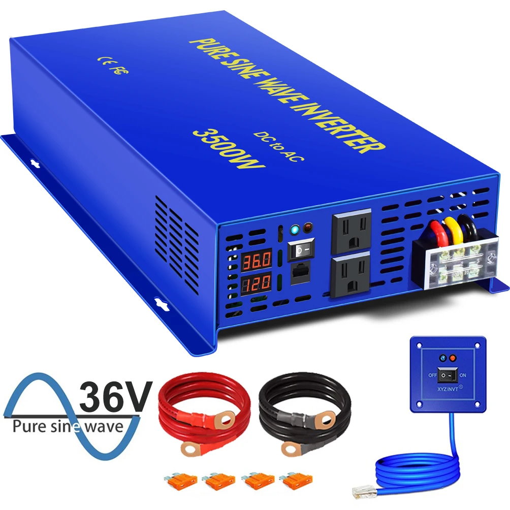 

3500W Pure Sine Wave Inverter 12v 24v 36v 48v DC TO AC 110V 220V 220v 230v Off Grid System Car Battery Solar Inverters