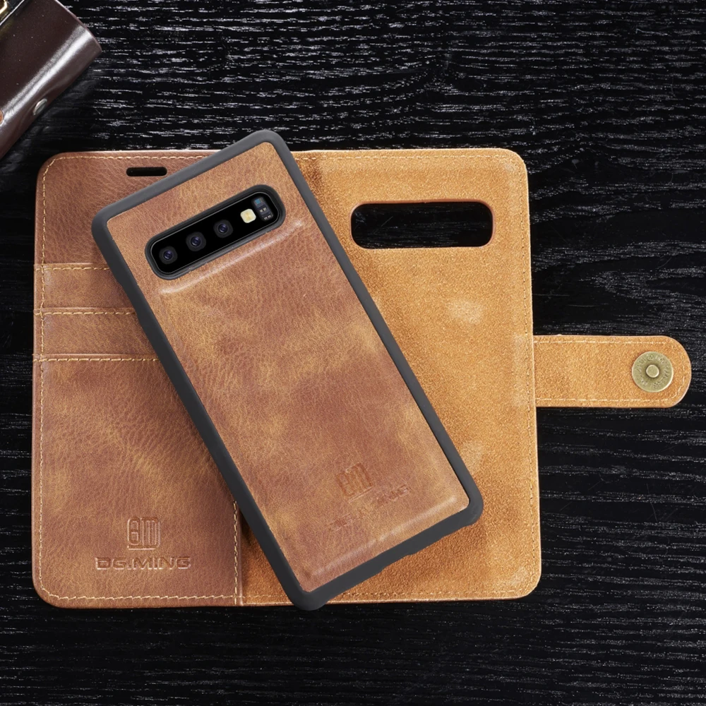 Оригинальный ударопрочный съемный чехол бумажник для Samsung S10 S9 S8 Plus кожаный флип