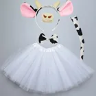 Детский женский костюм для косплея, повязка на голову с ушками, носом, юбкой-пачкой, молочным коровом, крупным рогатого скота, костюм для вечевечерние в стиле Пасхи Пурим