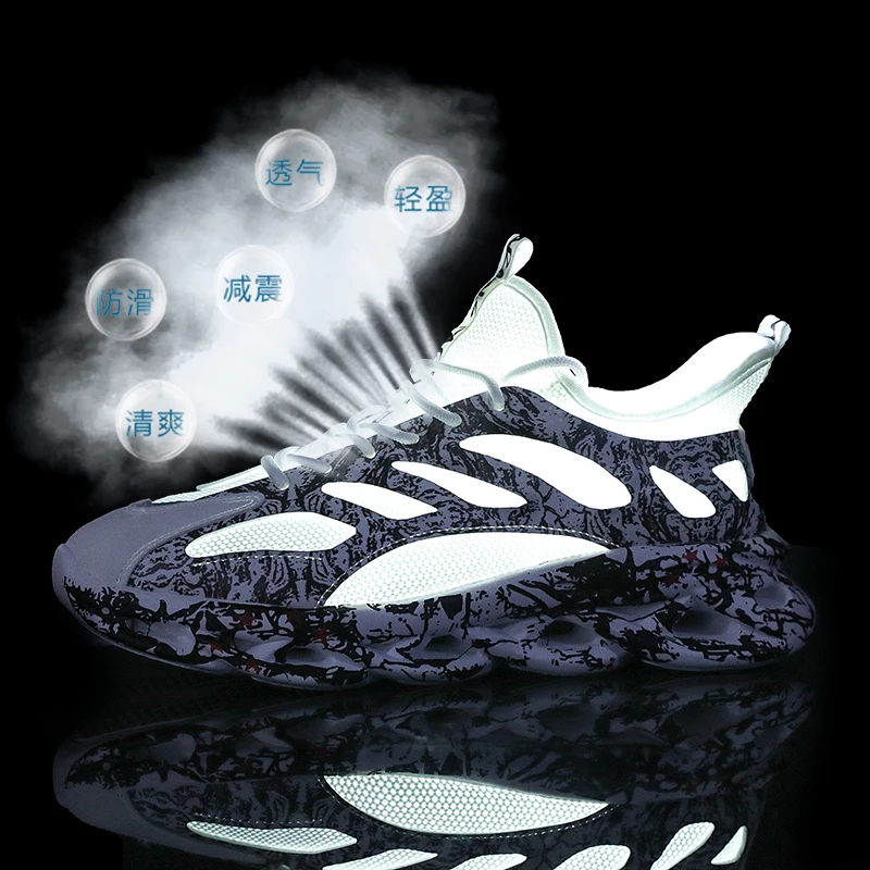 

Trend Men's Sports Light Sneakers Low Cut Fly Woven Graffiti Blade Cushioning Running Shoes Chunky Sneaker Footwears