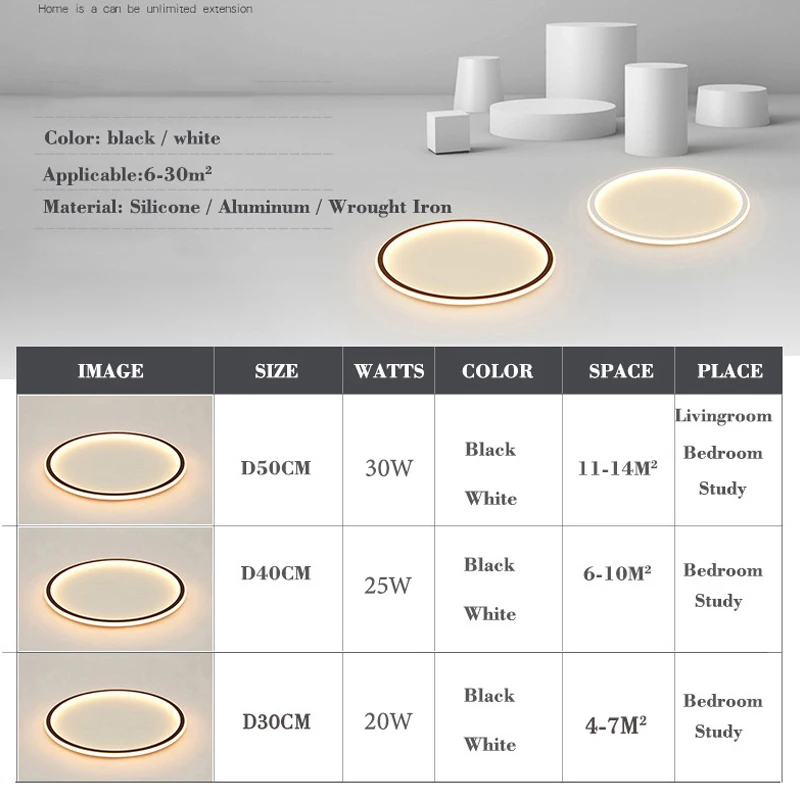 $27.75 Modern LED ultra-thin ceiling lighting rectangular round bedroom living room black and white Acrylic lamp shade lamp