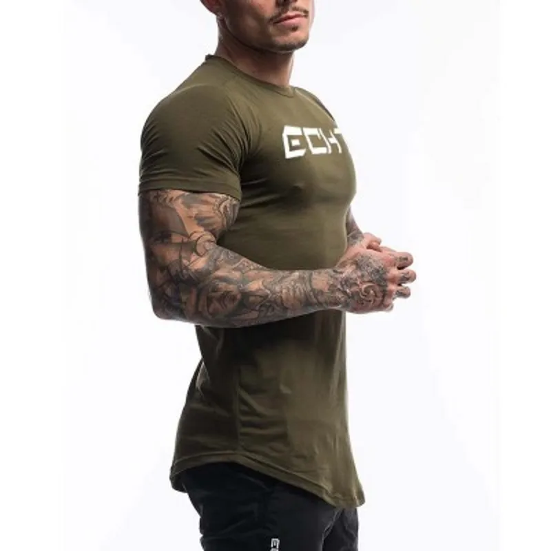 

Men's Fashion T Shirt Men Tops Summer Fitness Bodybuilding Clothes Muscle Male Shirts Cotton Slim Fit Tees
