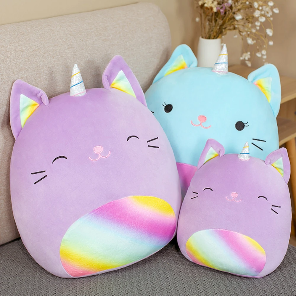 

25-80cm Cute Soft Cartoon Padded Unicorn Cat Pillow Creative Huggable Fabric Non Deformation Sofa Bed Plush Pillow Back Cushion