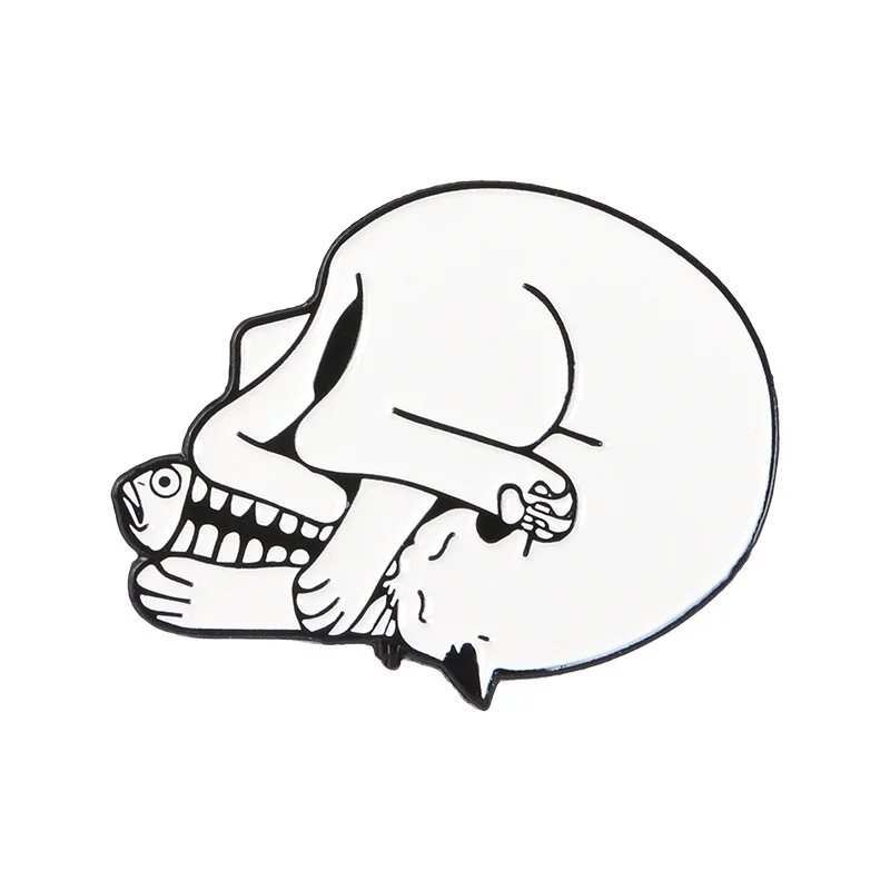 Мультяшная булавка креативная личность брошь в форме черепа милая черно-белая