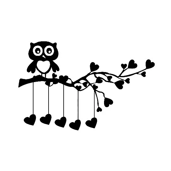 Милая Любовь Сердце Сова ветка дерева для Авто/бампер/окно виниловая наклейка