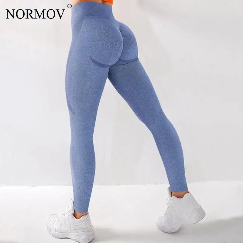 

NORMOV Push Up Leggings High Waist Women Fitness Workout Compression Leggins Women Running Seamless Sexy Gym Solid Color Legging