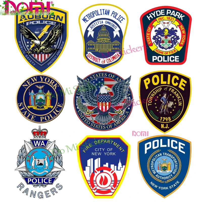 

DOMI WA Police Security Bureau Badge Brand Car Sticker Motocross Racing Laptop Helmet Trunk Wall Vinyl Decal Die Cutting