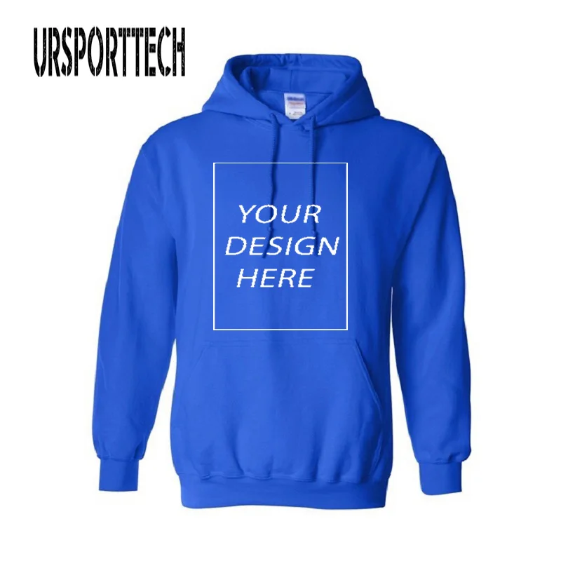 Синий URSPORTTECH, заказной с собственным логотипом, пуловер, толстовки, мужские, для взрослых, с принтом, толстый свитшот, цветной, черный, хлопок, свитер - Цвет: Синий