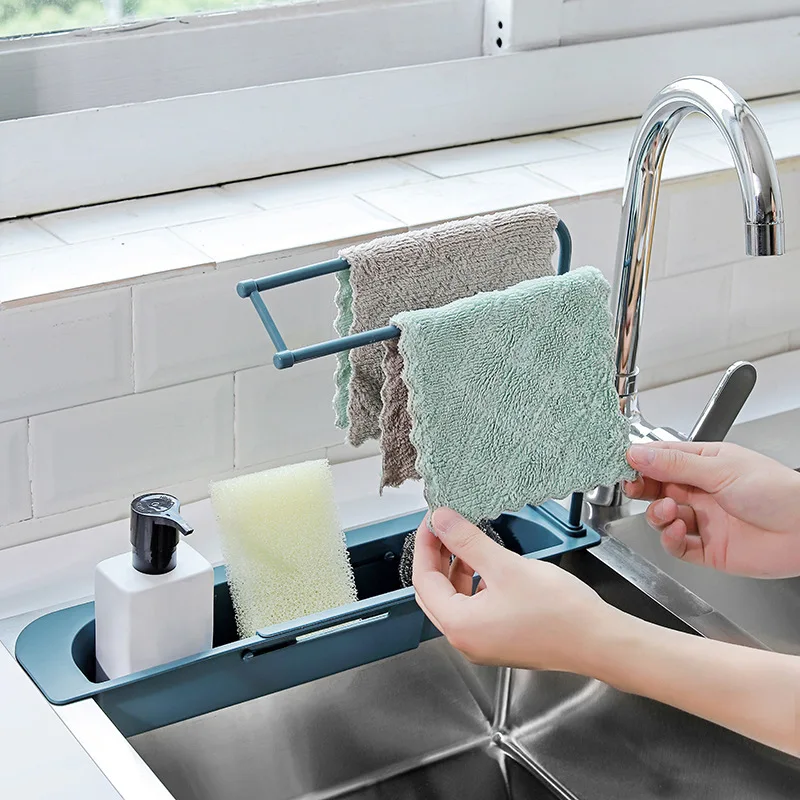 

Kitchen Telescopic Sink Shelf Soap Sponge Holder Sink Drain Rack Storage Basket Kitchen Sinks Organizer Kitchen Accessories