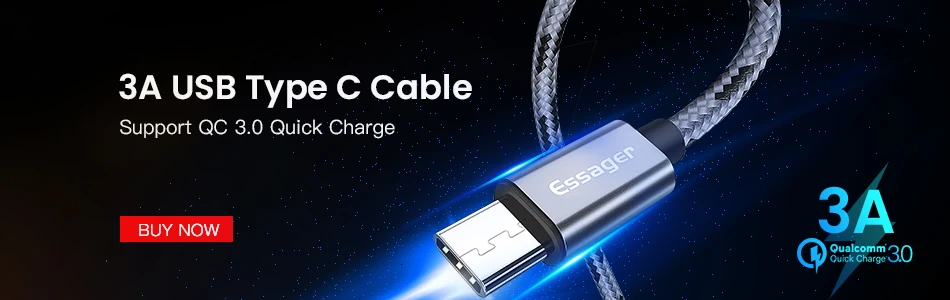 Кабель Essager usb type-C для быстрой зарядки кабель USBC type-C для Xiaomi Redmi Note 8 7 Pro samsung Oneplus 7 Pro USB-C шнур зарядного устройства