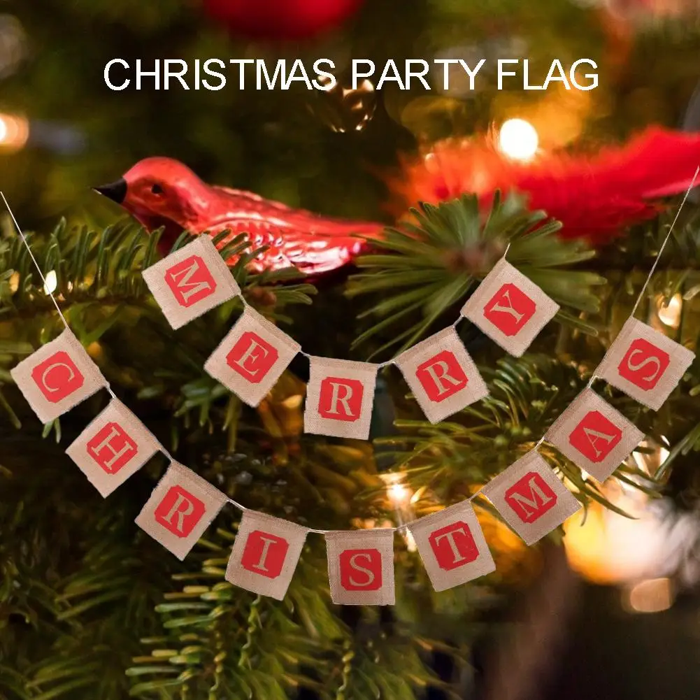 

Рождественский льняной флаг, баннеры, искусственный алфавит, украшение в виде капли, подвеска для вечеринки «сделай сам», украшение на новы...