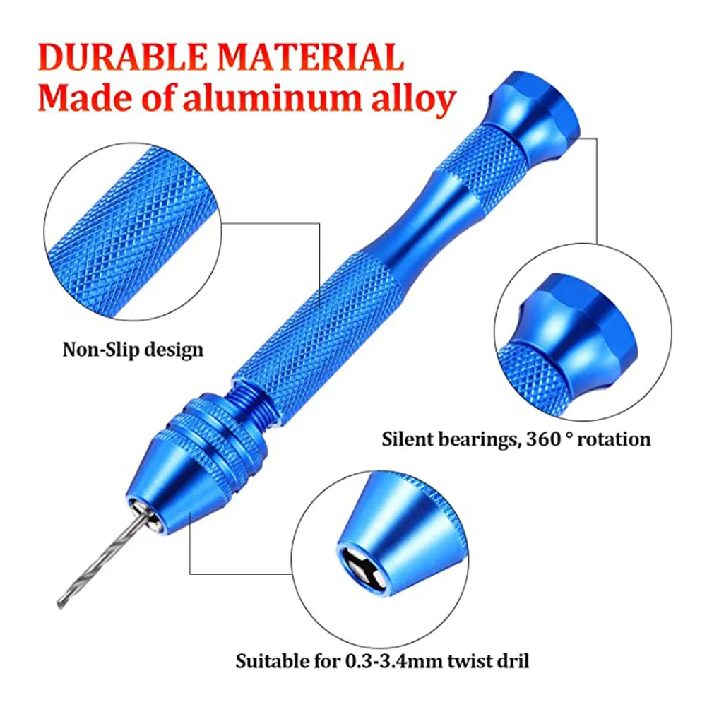 

PCB Pin Vise Drill Portable Spiral Drill Bit Work Craft DIY Eye Pins Manual