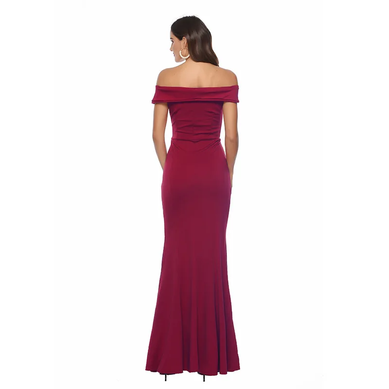 

Spring and Summer Women's New V-neck Split Dress Banquet Evening Long Dress