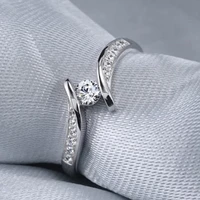 milangirl female white crystal zircon minimalist silver color wedding for women bridal thin round engagement fashion jewelry