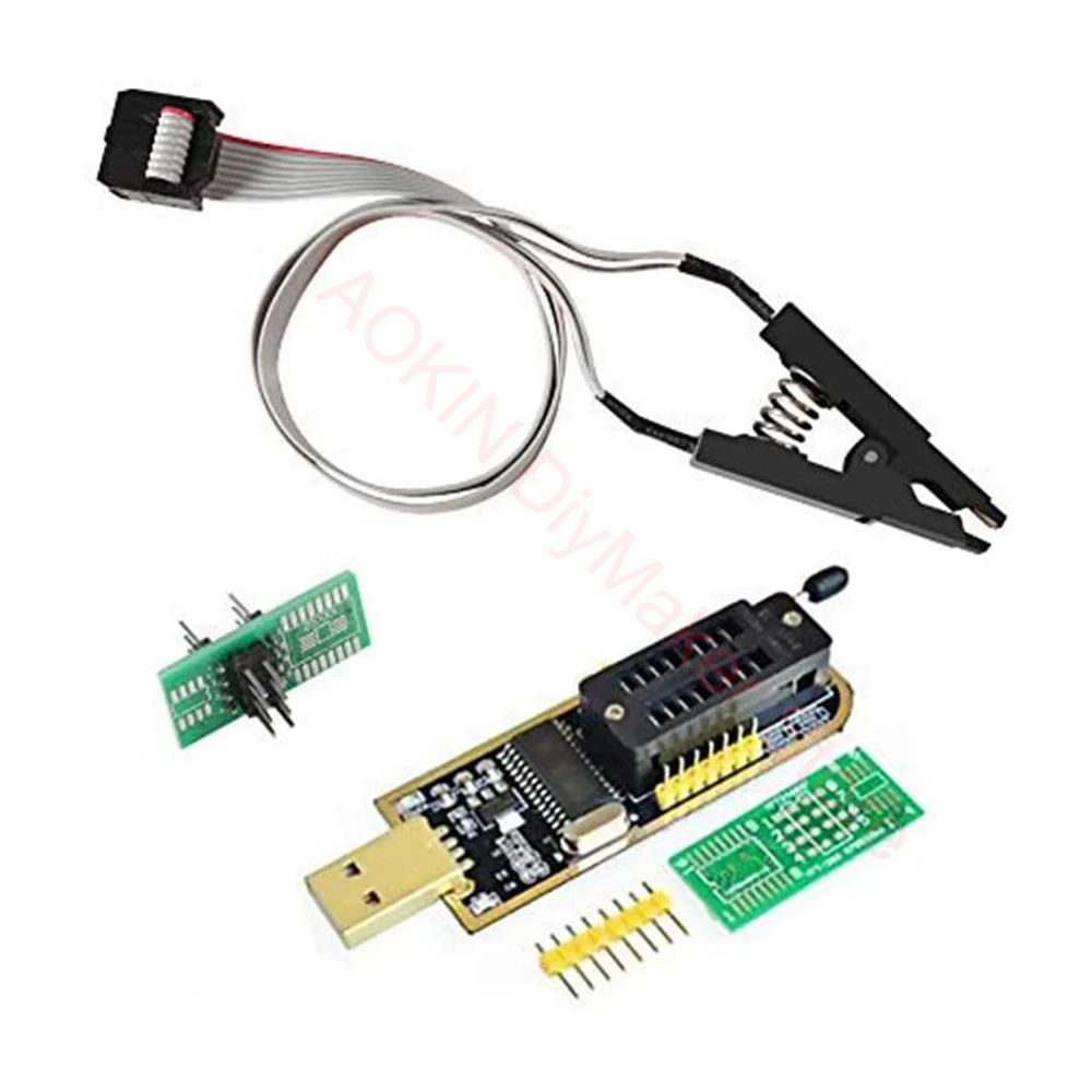 

SOIC8 SOP8 Flash Chip IC Test Clips Socket Adpter Programmer BIOS + CH341A 24 25 Series EEPROM Flash BIOS USB Programmer Module