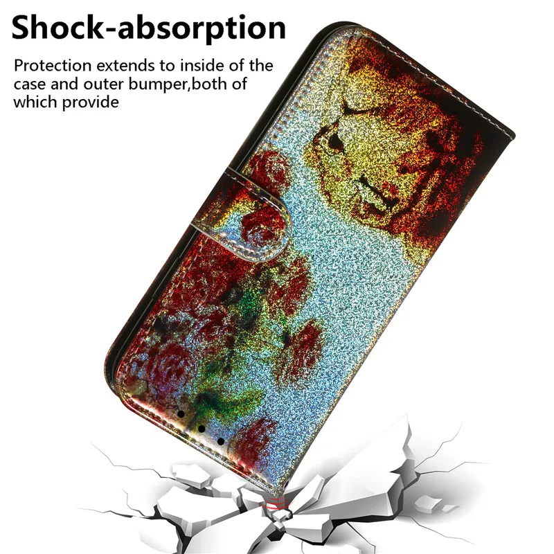 

Cartoon Lion For Samsung J6 2018 Glitter Leather Wallet Phone Case For Samsung Galaxy J4 J6 Plus 2018 Cases Flip Stand Cover