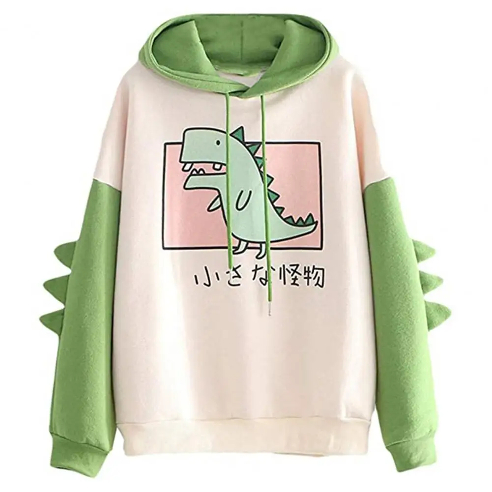 Свитшот с длинным рукавом и принтом динозавра женские зимние повседневные топы