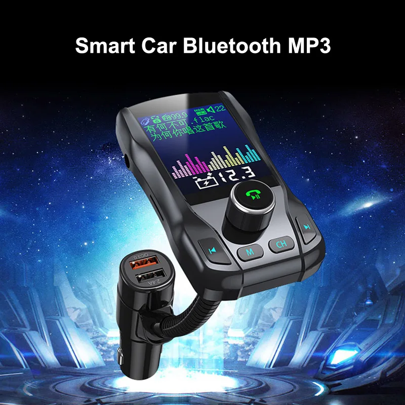 

JaJaBor FM Transmitter FM Modulator Bluetooth 5.0 Car kit Handsfree AUX MP3 Player QC3.0 Quick Charge Support TF Card U Disk