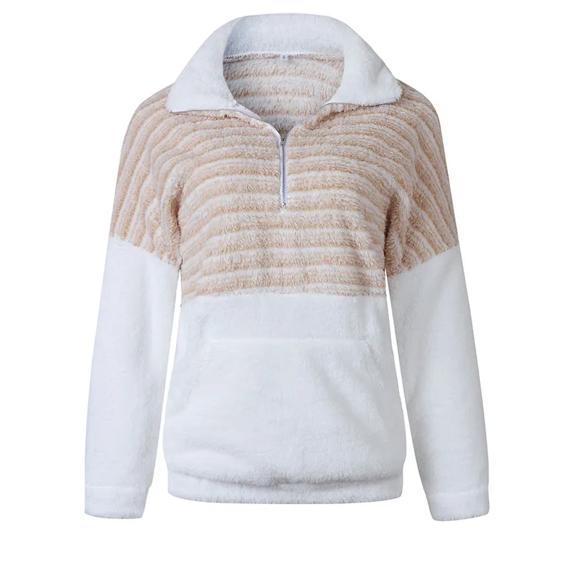 2021 Thick Pullover Fashion Striped Stitching Sweater Autumn Winter Large Size 5XL Ladies Fleece Half Zipper Warm Clothing