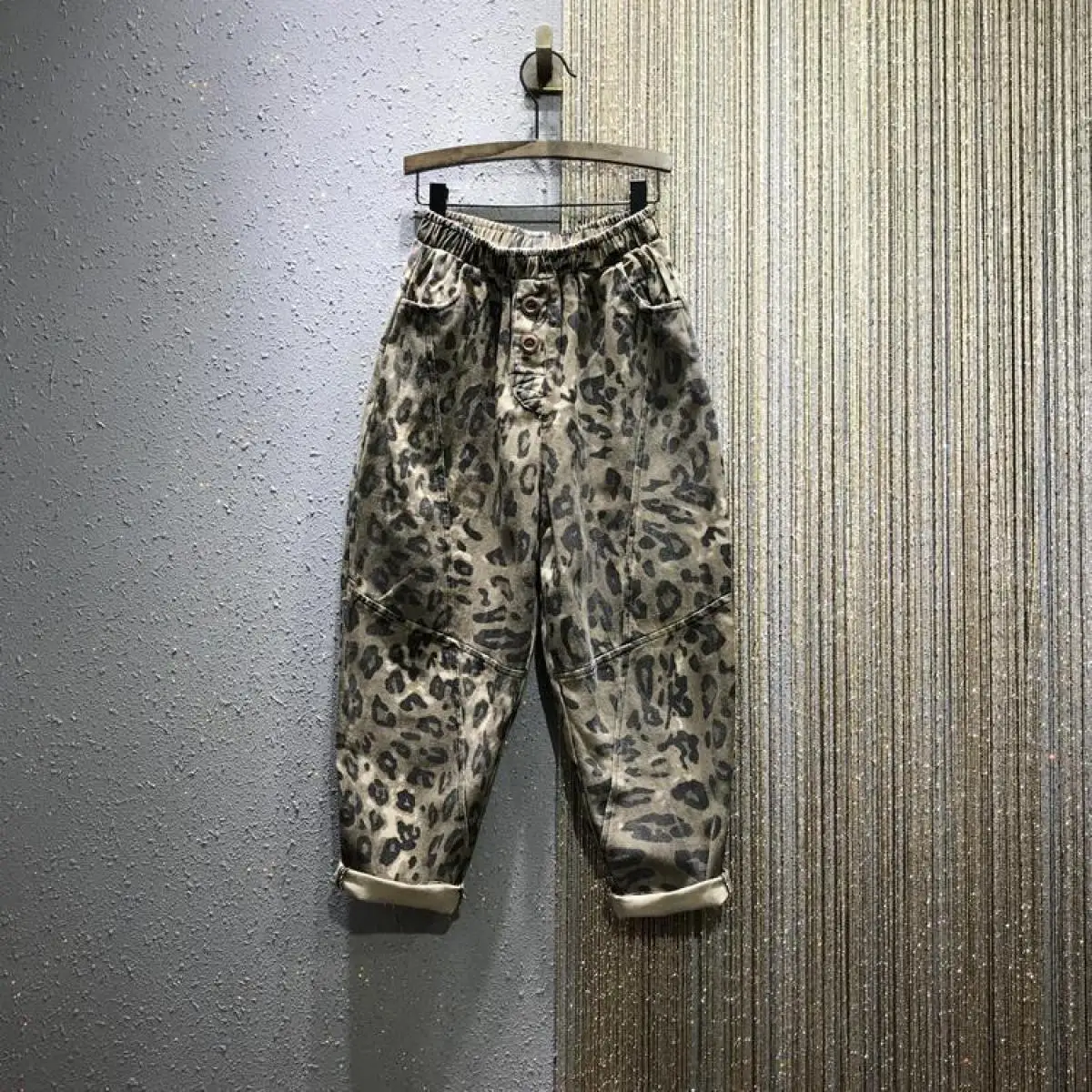 DIMI All-Matched Casual Cotton Denim Harem Pants Autumn New Fashion Women Elastic Waist Loose Leopard Print Vintage Jeans