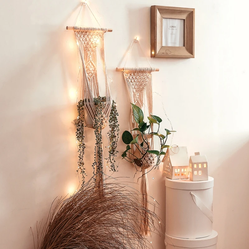 Богемная плетеная хлопковая веревка подвесная корзина настенные аксессуары для