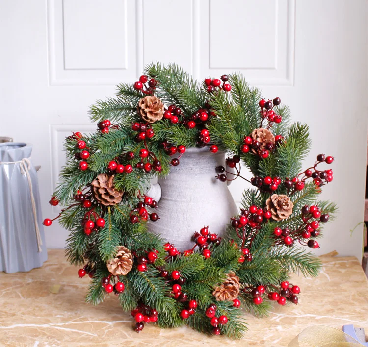 Лидер продаж Рождественский венок искусственный ротанговый круг с растениями