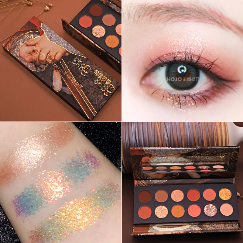 03 HOJO 12 цветов Роскошные изображения Shimmer Art шелковые Тени Пигмент матовый палитра теней для век мерцающая пудра для макияжа Водонепроницаемый - Цвет: 03