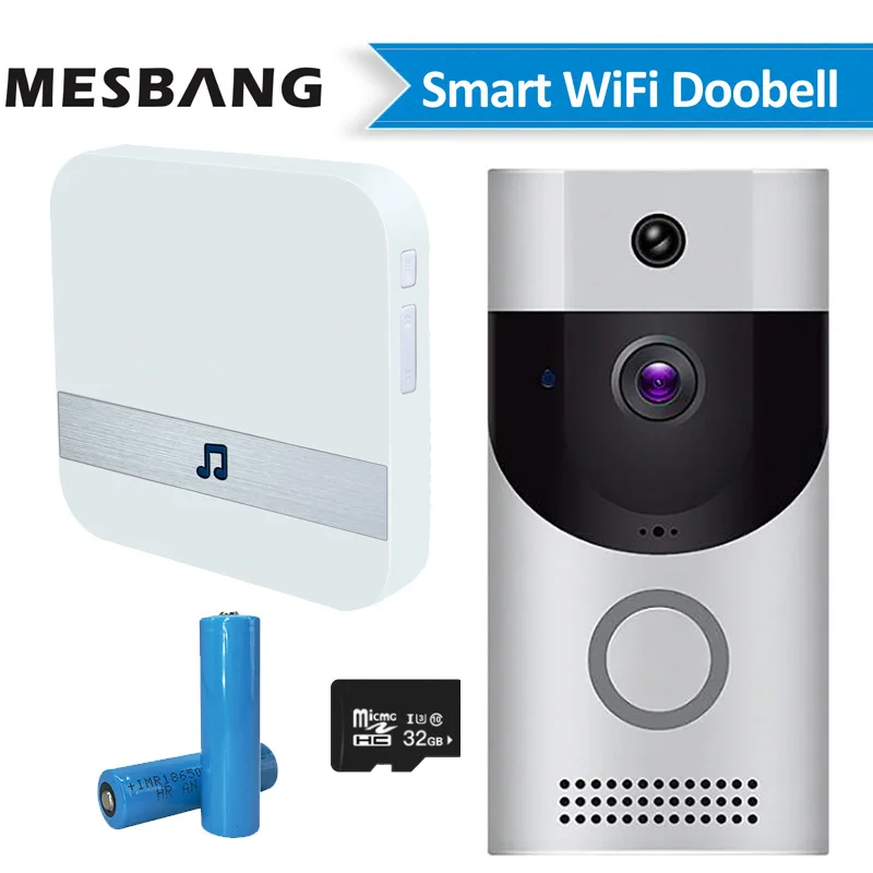 

wifi battery doorbell wifi wireless video door phone intercom camera door bell with TF card chime free shipping