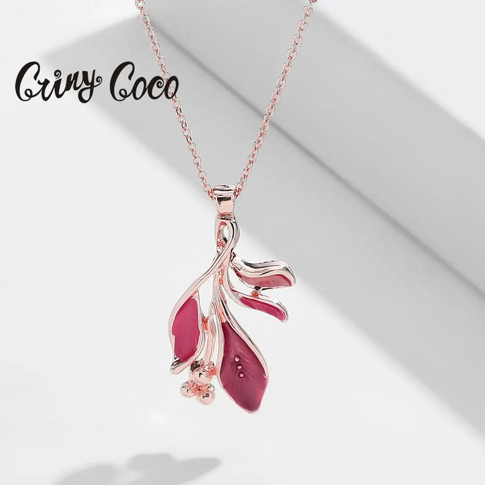 Cring Coco ручной работы эмалевые Цветочные Подвески Ожерелья Роза женское ожерелье