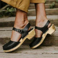 women summer platform sandals woman wedge shoes buckle strap ladies leather boots round toe casual increase height sandal