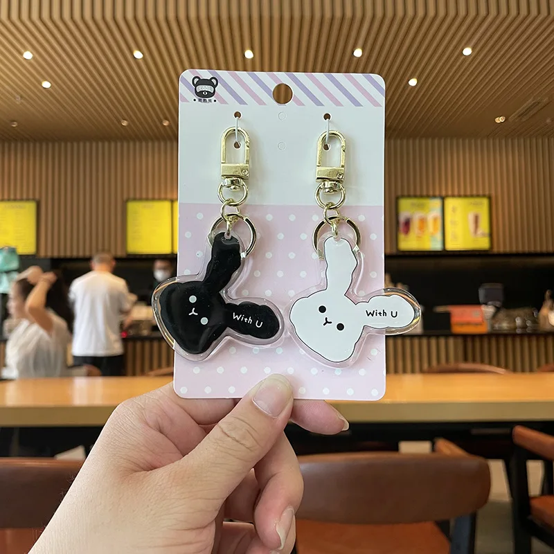 

Cute Little Animal Creative Acrylic Cartoon Keychain Car Pendant Couple Simple Schoolbag Key Chain Bag Ornaments Wholesale diy