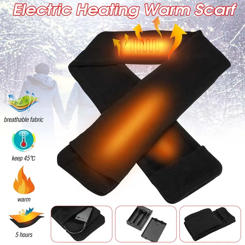 

New 14×150CM USB 45 Fast Heating Electric Heated Winter Scarf Men and Women Cotton Heated Scarf Smart Heating Solid Color Scarf