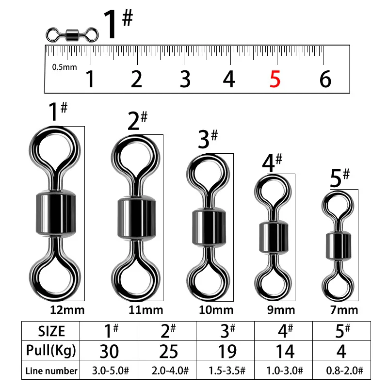 

Fishing Connector high speed Barrel Bearing Rolling Swivel Solid Ring lure fishing acceccories fishing link carp fishing