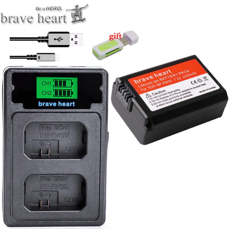 2000 мА/ч, NP-FW50 NPFW50 NP FW50 Батарея AKKU батарея+ ЖК-дисплей USB Dual Зарядное устройство для sony NEX-3 NEX-5C Альфа A55 NEX-C3 - Цвет: chagrer and 1battery