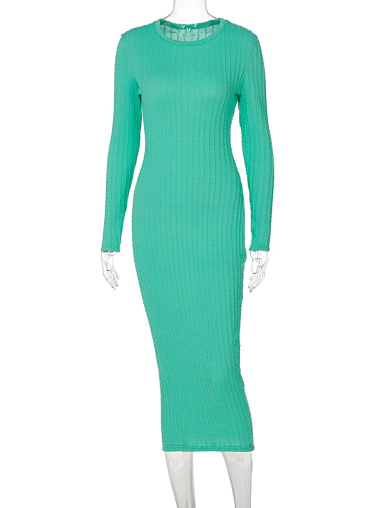 Hugcitar 2021 женское осенне-зимнее модное облегающее платье в полоску с круглым