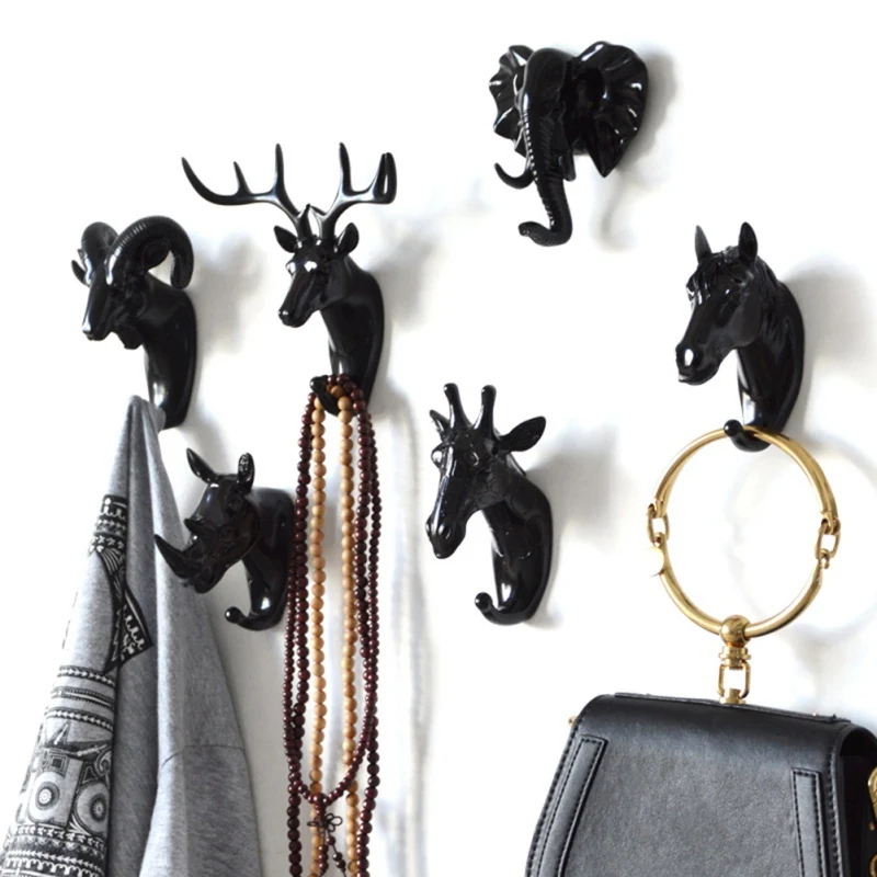 

New Home Wall Decorative Hook Strong Seamless Sticking Hook Keys Hanger Creative Hanging Hook Holder Creative Animal Hooks L