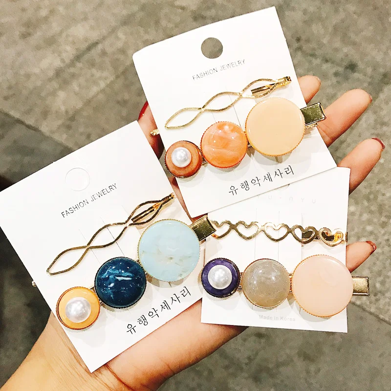

New Fashion Cute Sweet Candy Pink Color Big Circle Luxury Hair Clips Vintage Statement Elegant Hair Accessories Wedding Jewelry
