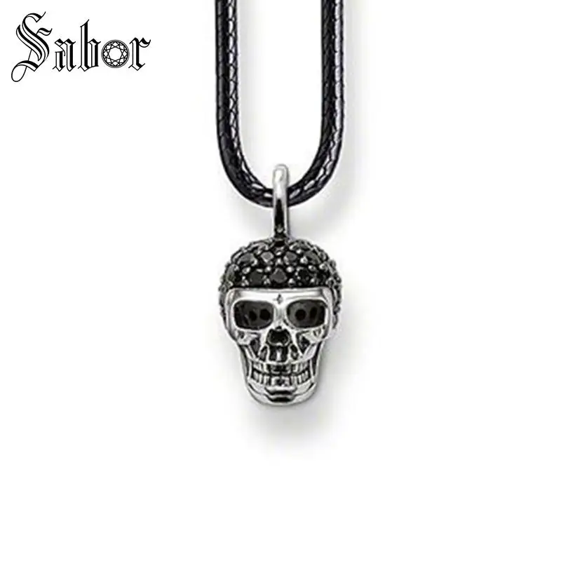 Серебряный цвет циркония череп кожа ожерелья и кулоны самые модные ювелирные