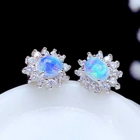 new natural opal earrings 925 silver ladies earrings graceful luxury fashion elegant design temperament earrings