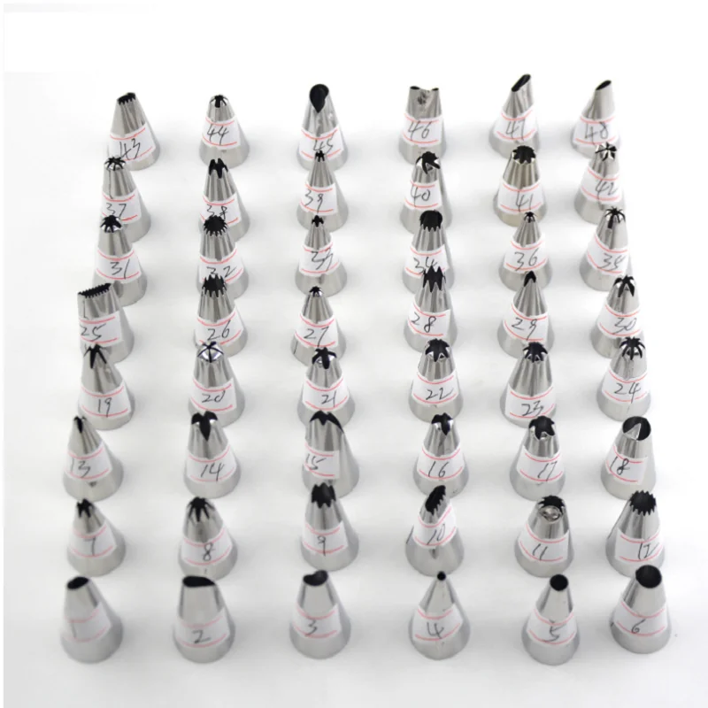 

48Pcs/set High Quality Stainless Steel Piping Nozzles Pastry Cream Pipette Cake Baking Tools Cookie Cake Pastry DIY tool