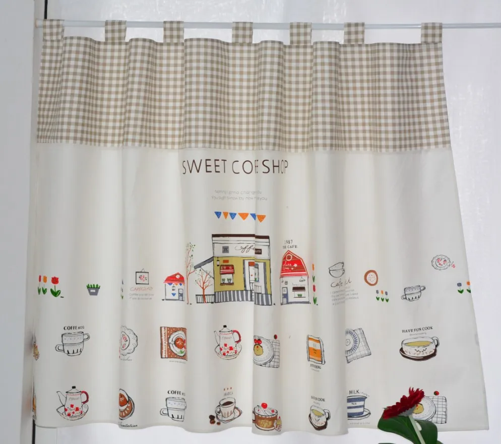 Шторы RZCortinas светонепроницаемые из хлопка и льна для кухни с мультяшным рисунком